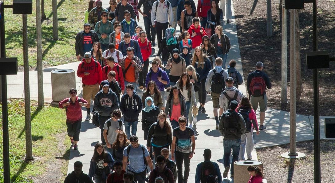 students on campus